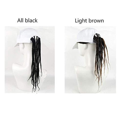 Aimeely Aimeely Mens Women Synthetic Dreadlocks Hair Extension Hip Hop Braid Hat Wig White Hat Natural Black 18"
