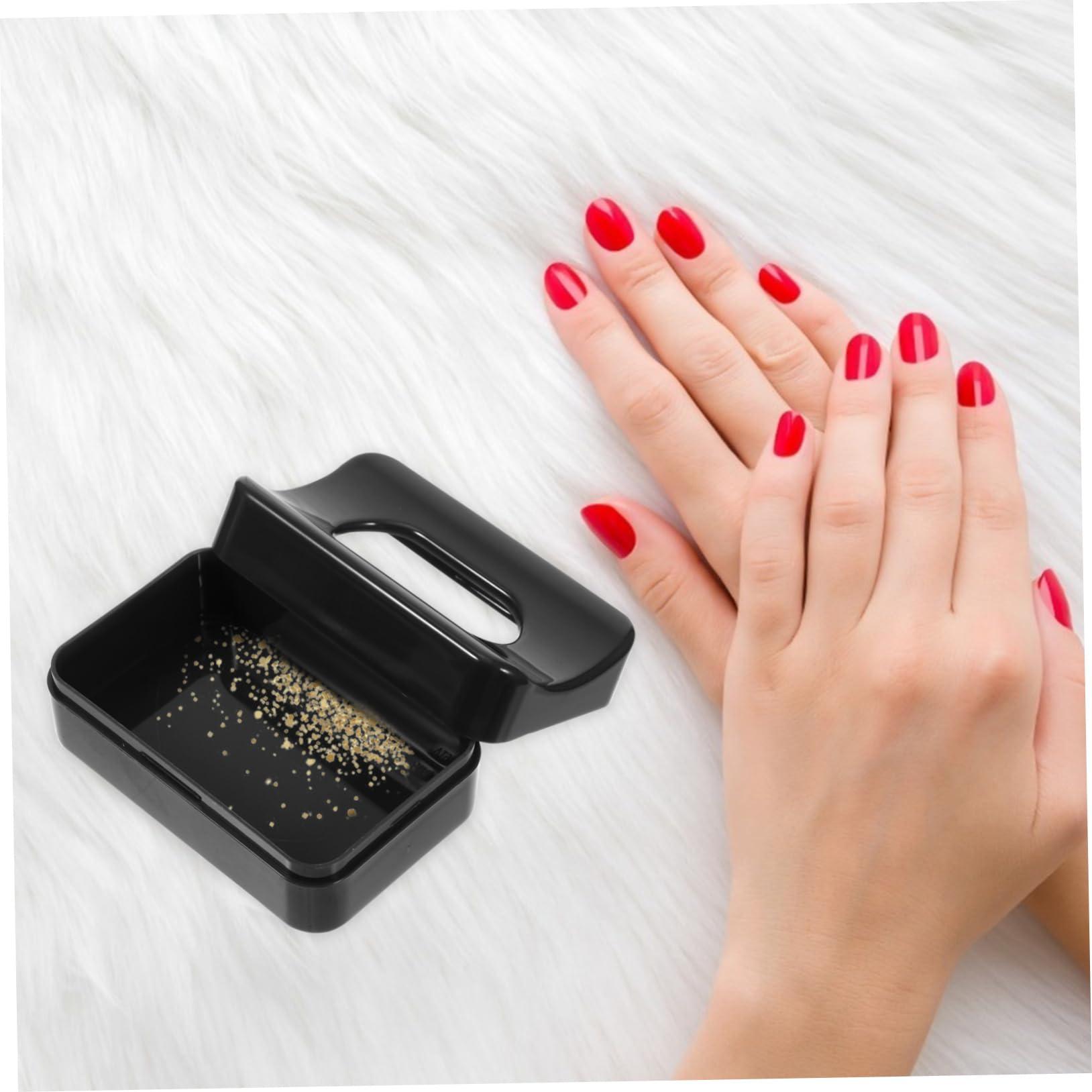 Didiseaon Didiseaon 2 Pcs Glitter Storage Box Storage Case Nail Stuff Organizer Black Tray Nail Dip Case Powder Collection Tray Recycling System Manicure Nail Box Charm Plastic