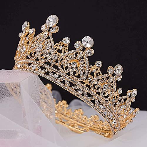 TOBAAT Gold Princess Crown for Women - Queen Crowns for Women, Tiaras and Crowns for Women Wedding, Princess Crystal Tiara Crown, Headband Hair Accessories for Birthday Pageant Prom Bridal Party