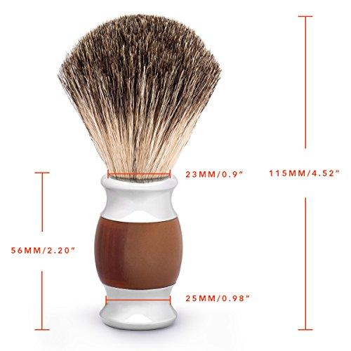 QSHAVE QSHAVE 100% Best Original Pure Badger Hair Shaving Brush Handmade. Faux Agate Handle. Perfect for Wet Shave, Safety Razor, Double Edge Razor