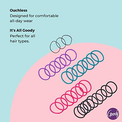 GOODY Goody Ouchless Assorted Elastics Hair Ties - 32 Count, Assorted Colors - Perfect for Girls with Medium, Curly Hair and Sensitive Scalps - Hair Accessories for Women - Pain Free
