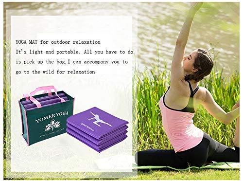 AKKY AKKY Travel Yoga Mat - Foldable - Lightweight - Non-Slip - Thin Hot Yoga Mat with Attached Carrying Strap and Travel Bag Sports Yoga Mat for All Types of Yoga,Aerobics,Martial Arts