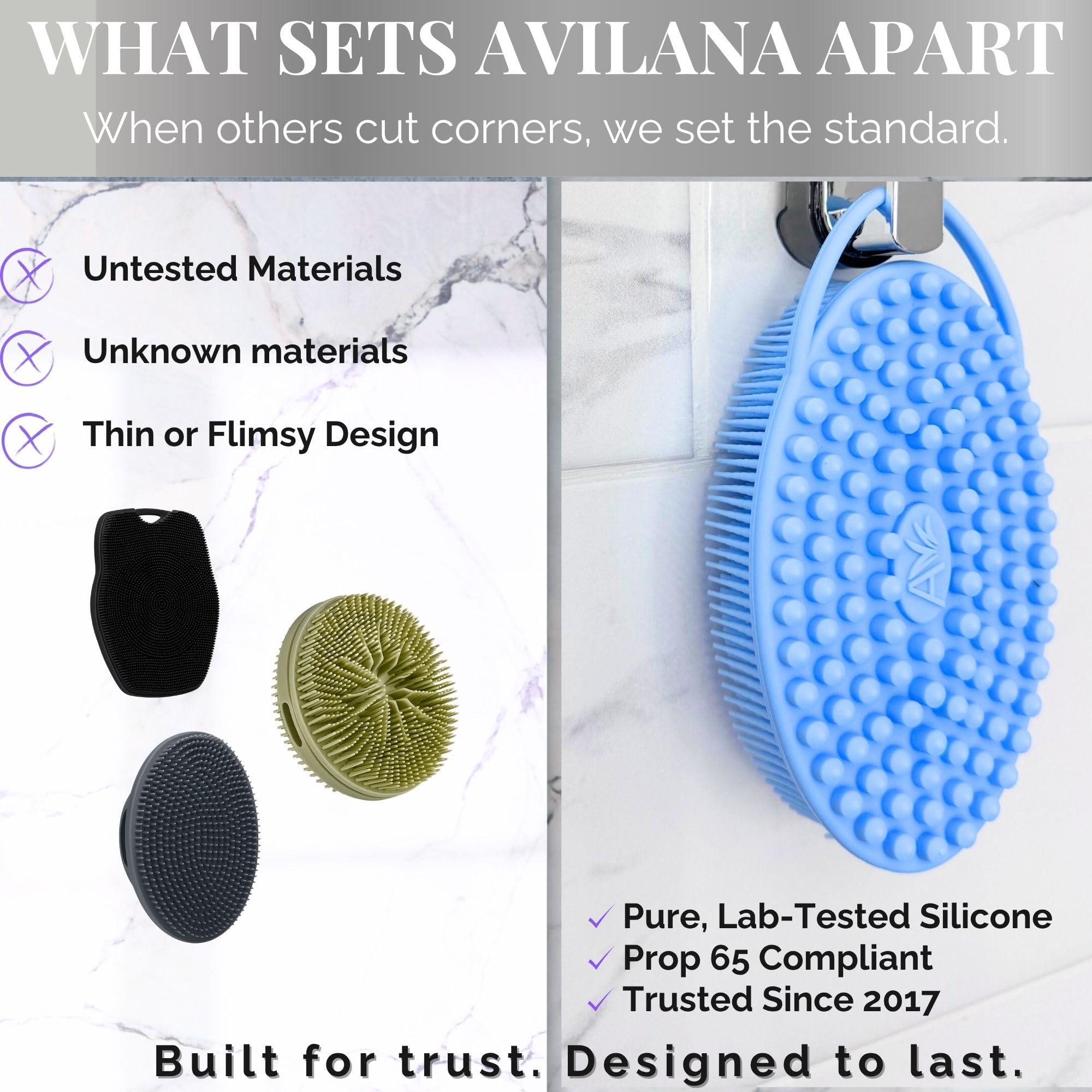Avilana Avilana Silicone Exfoliating Body Scrubber Dual-Sided Silicone Loofah for Shower, Body Scrubber for Men & Women, Gentle Loofa Alternative, Easy-to-Clean Silicone Body Scrubber (Marbled with Silver)