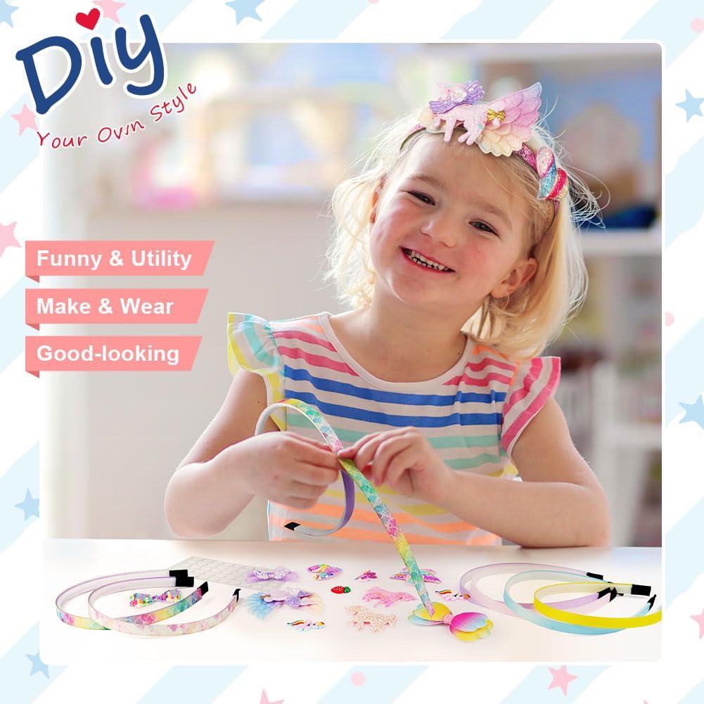 AUAUY AUAUY Girly Headbands Making Kit for Girls, Fashion DIY Band Hair Accessories for Girls Age 5+, Creative Unicorn Headband Making Kits Toys for Kids Girls Age 5-12 Birthday Gifts & Presents