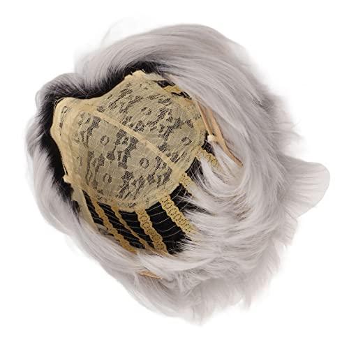 FILFEEL FILFEEL Silver Gray Men Wig, Fashion Short Curly Gray Gloomy Flaxen Men Wigs Looking Synthetic Hair Wig