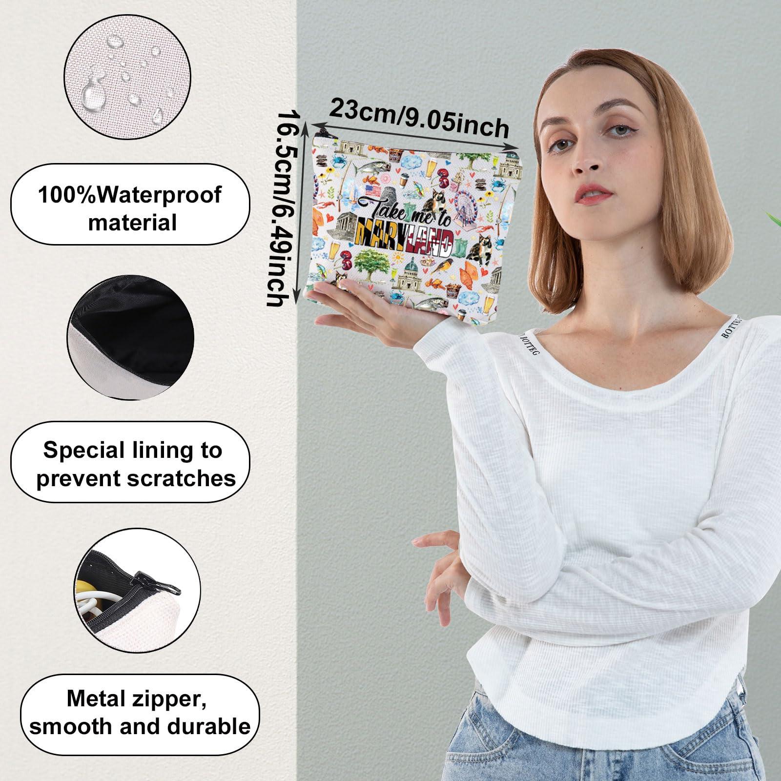 WZMPA WZMPA Maryland State Travel Toiletry Bag Maryland Vacation Gift Take Me To Maryland Zipper Pouch Bag Maryland Travel Merchandise (Take Maryland)