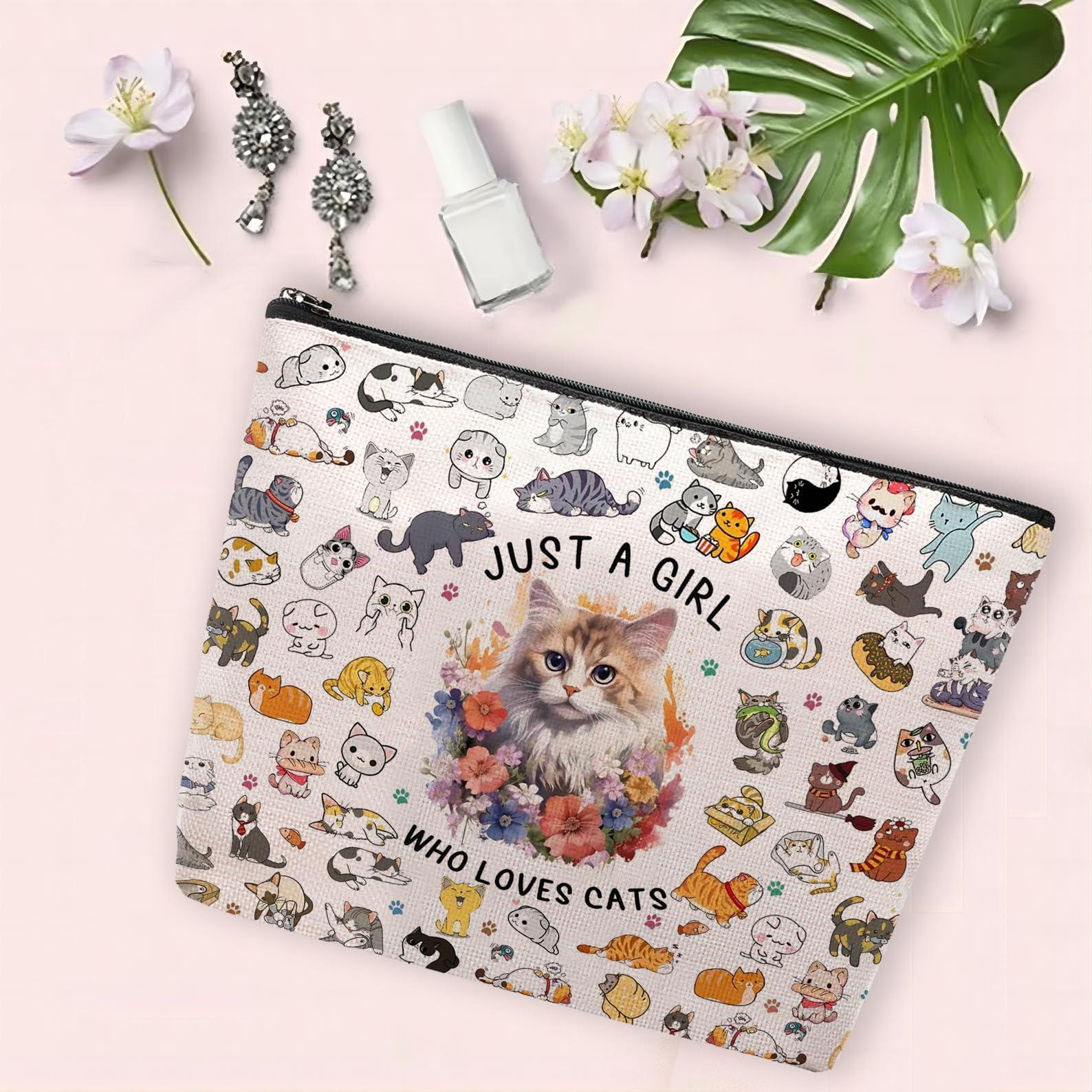 CEASQVAA Cat Gifts for Cat Lovers Makeup Bag, Cat Lover Gifts for Women, Cat Themed Gifts,Cat Mom Gifts for Women, Birthday Christmas Gifts for Cat Mom Cat Lovers, Cat Gift Cosmetic Toiletry Pouch Bag