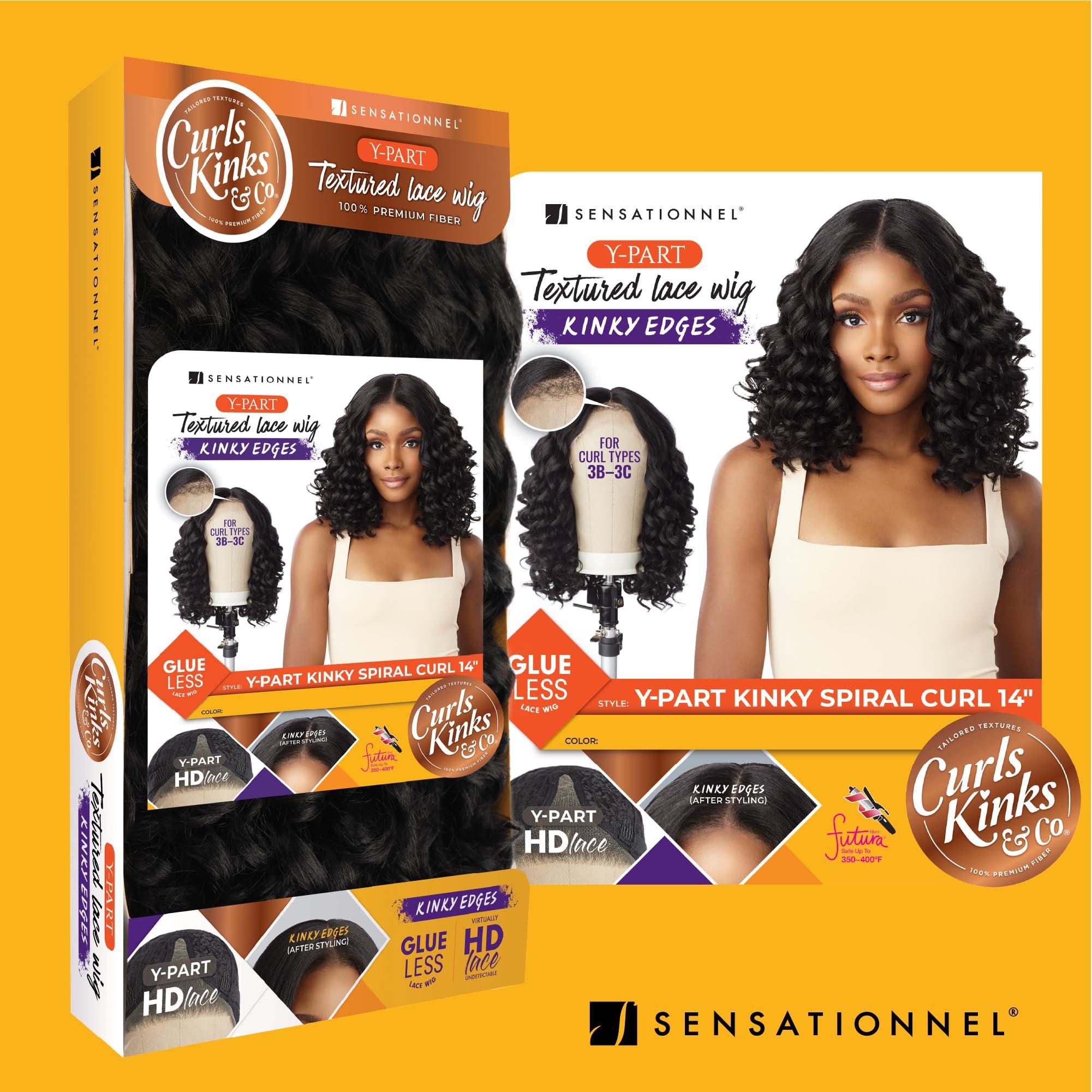Sensationnel Sensationnel Curls kinksandco kinkyedges wig - kinky spiral curl 14 inch y part lace natural kinkytexture edged hairline for natural 3c to 4c hair textures (BALAYAGECHOCOLATE)