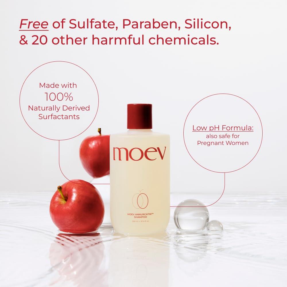 MOEV MOEV ANNURCATIN Shampoo, Biotin Hair Growth Volumizer Korean Anti Hair Loss Shampoo for Women, Build Lift, Natural Sulfate and Paraben-Free Apple Fresh Cleanser, Strengthens Weak Hair 10.14 fl.oz.