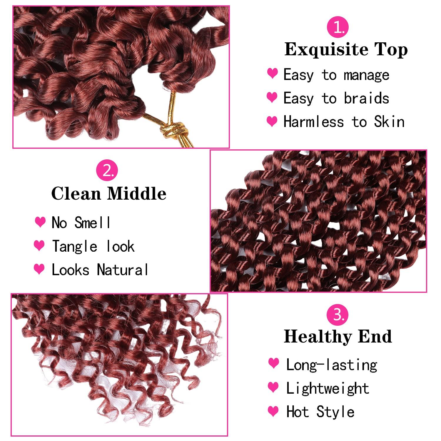 Ubeleco Copper Red Passion Twist Hair, 350# Water Wave Crochet Hair 30 Inch Passion Twist Crochet Hair Long Bohemian Synthetic Passion Twists Curly Braiding Hair Extensions (30 Inch (Pack of 2), 350#)