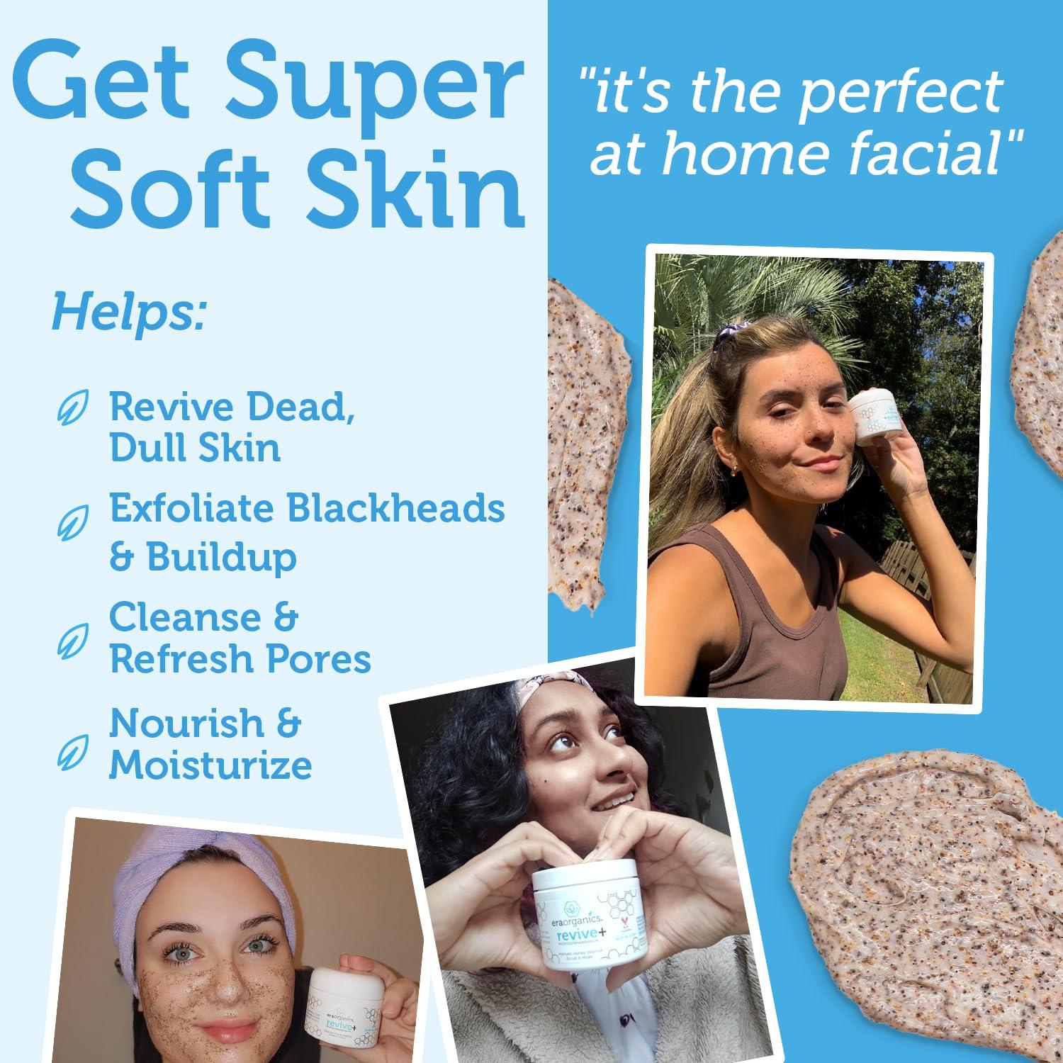 Era Organics Era Organics Microdermabrasion Facial Scrub & Face Exfoliator - Spa Quality Exfoliating Mask with Manuka Honey Plus Walnut for Blackheads, Buildup, Wrinkles 4oz