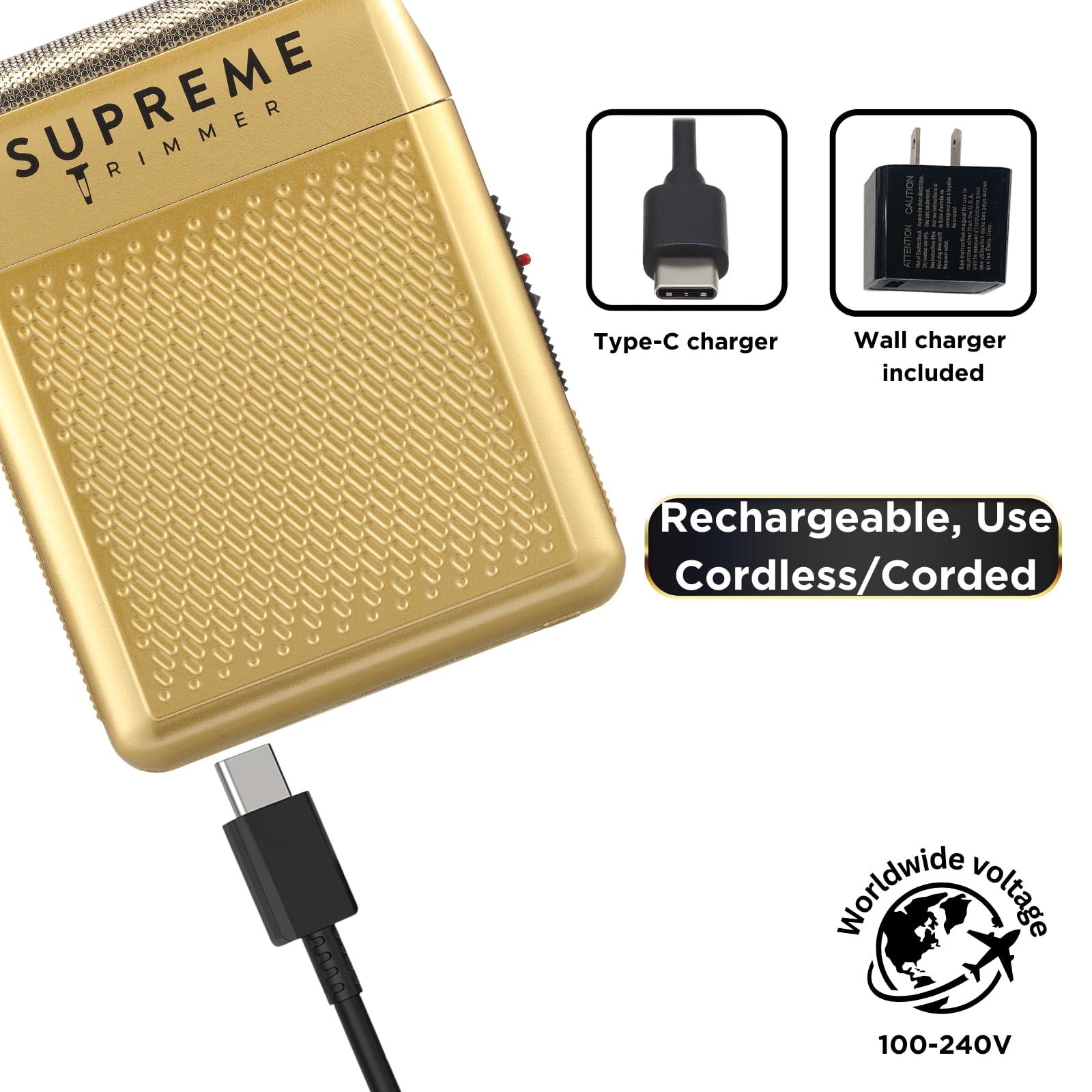 Supreme Trimmer Supreme Trimmer Solo Mens Single Foil Shaver STF101 (150 Min Runtime) Cordless Powerful USB-C Mini Size Travel Razor for Barbers, & Home use | Gold
