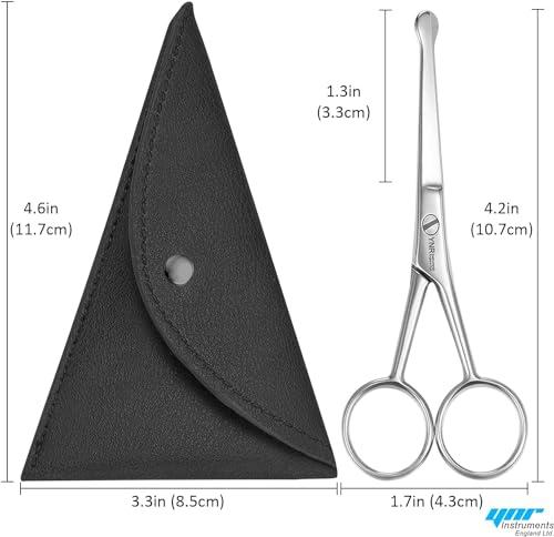 YNR 10CM Premium Nose Hair Scissors, Rounded Tip for Trimming Small Details Facial Hair, Ear Hair, Eyebrow