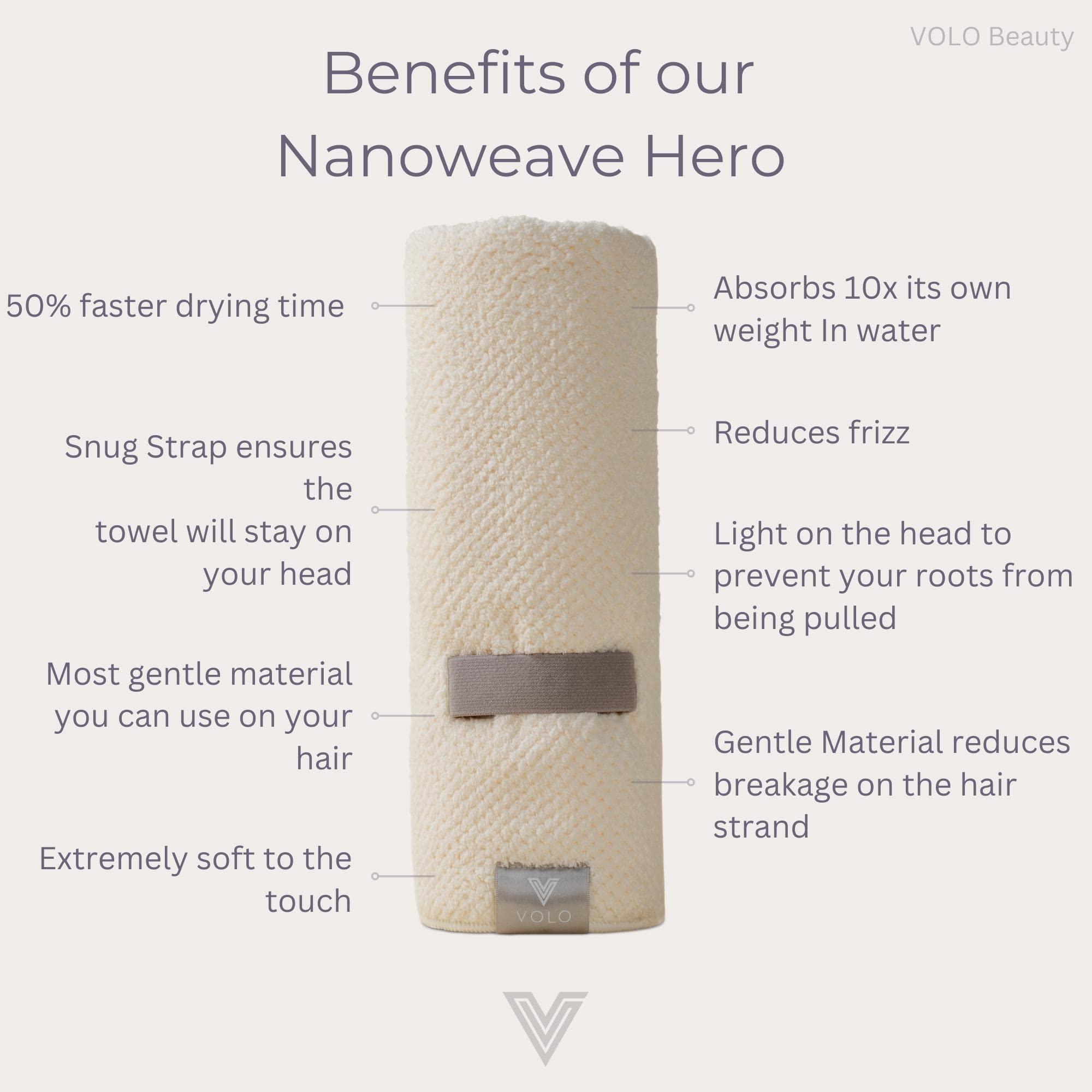 VOLO VOLO Hero Cloud Pink Hair Towel - Ultra Soft, Quick Drying, Anti Frizz & Breakage, 30% More Fabric, Snug Strap