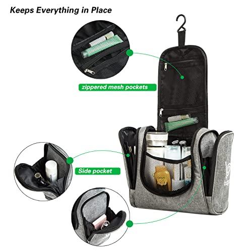 bago bago Travel Toiletry Bag for Women and Men - Large Waterproof Hanging Large Toiletry Bag for Bathroom and Travel Bag for Toiletries Organizer -Travel Makeup Bag (SnowGray)