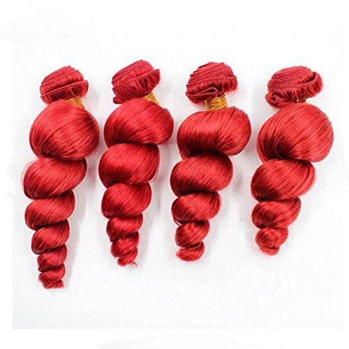 Ruma Hair Ruam Hair 8A 3/4Pcs Full &Thick Red Malaysian Loose Wave Curly Virgin Human Hair Weave Weft Extensions 3/4 Bundles Lot 100G/Pc Mixed Lengths 10-30'' Stock (24 24 24 24)