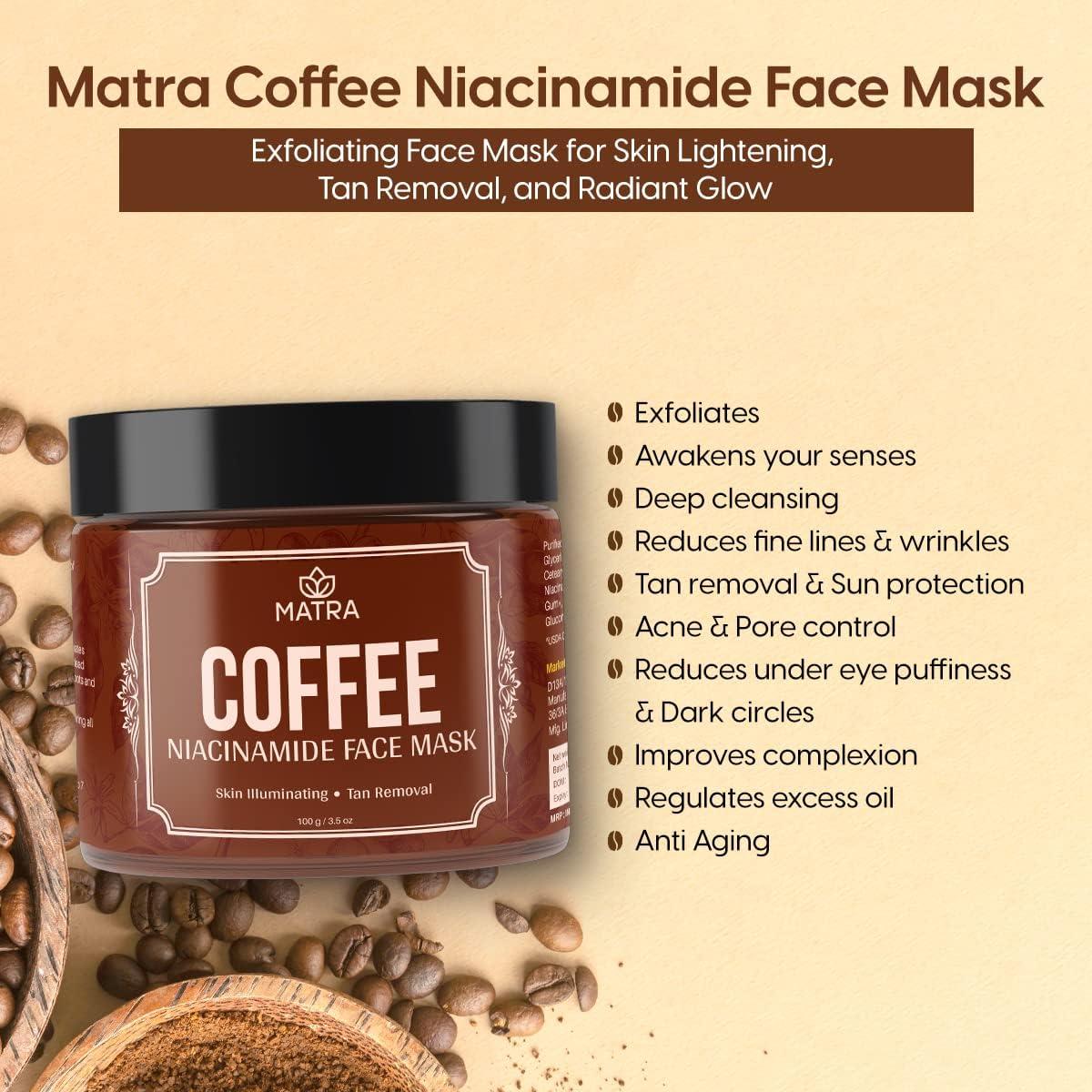 Generic Coffee Face Mask with Niacinamide for Glowing Skin, Tan Removal and Open Pores | Free Face Mask Brush | Oil Control Face Mask with Vitamin E & Aloe Vera | Exfoliating Face Mask | 100g