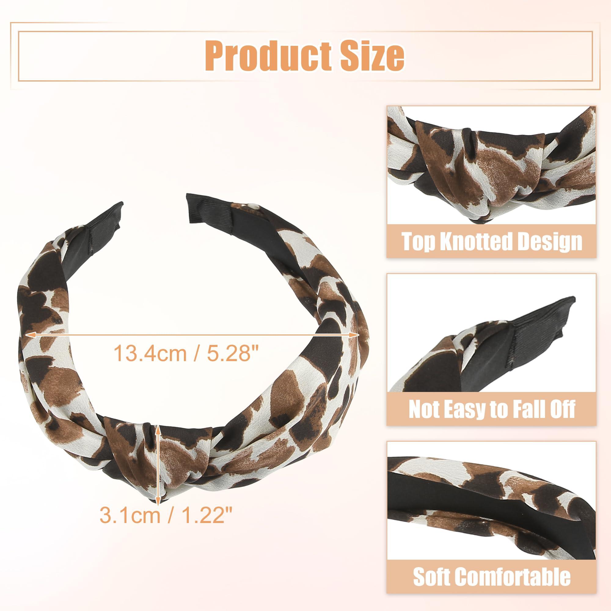 VOCOSTE VOCOSTE Leopard Headband, Top Knot Cheetah Headband, Leopard Print Headbands, Knotted Headbands Elastic Hair Accessories for Girl Caramel Colour