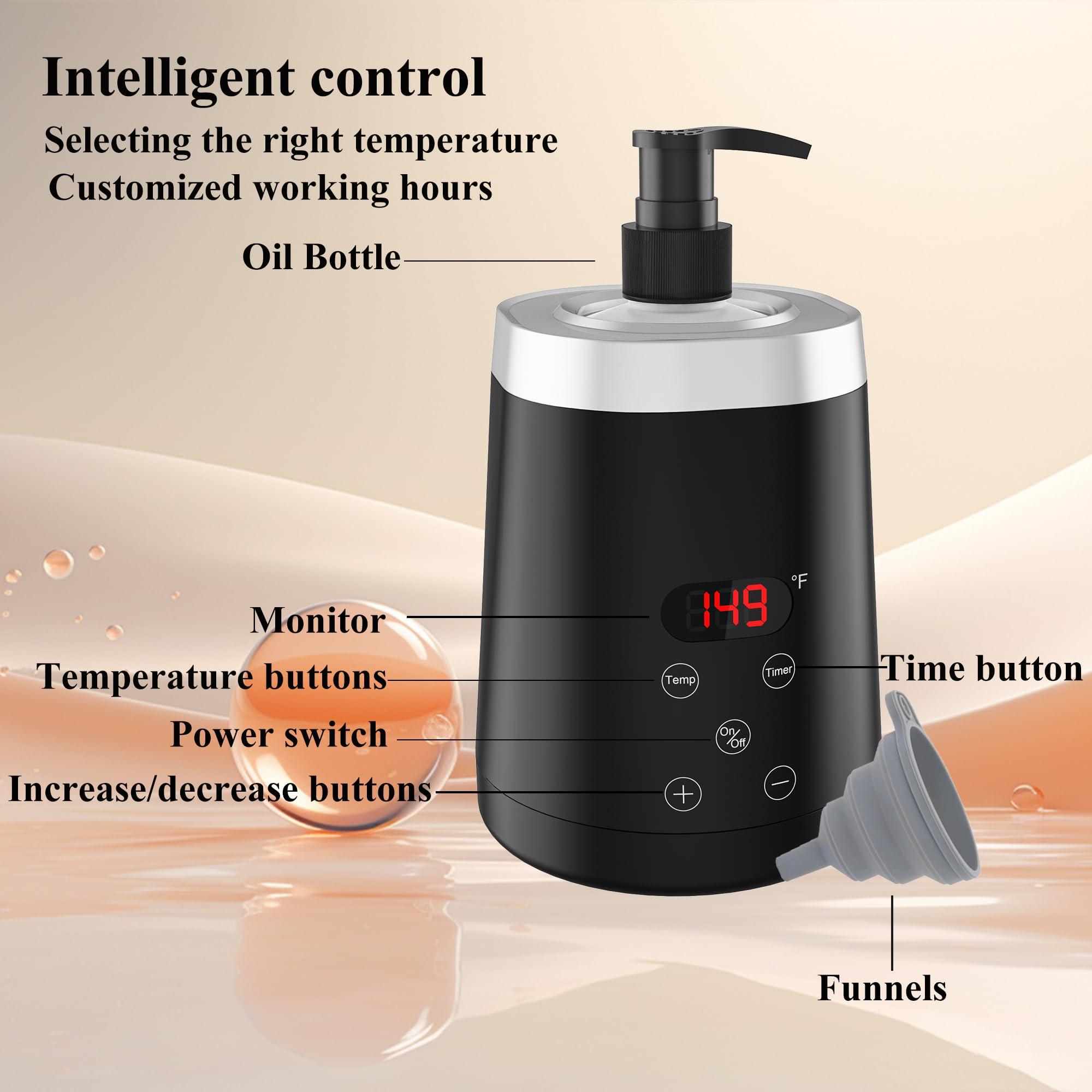 LINBEAUTI LINBEAUTI Massage Oil Warmer Bottle Professional Lotion Heater for SPA, Automatic Oil Warmer Heated Oil Lotion Cream for Salon, Barber Shops, Home, with Two Oil Bottle Dispenser