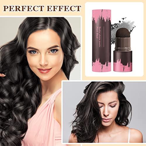 Fusang Hairline Powder Stick,Waterproof Hair Filler Powder for Women,Easy to Use,Pigmented Long Lasting Hair Shading Sponge Pen Root Hair Touch Cover Up Hair-line Shadow Makeup Powder(Black)