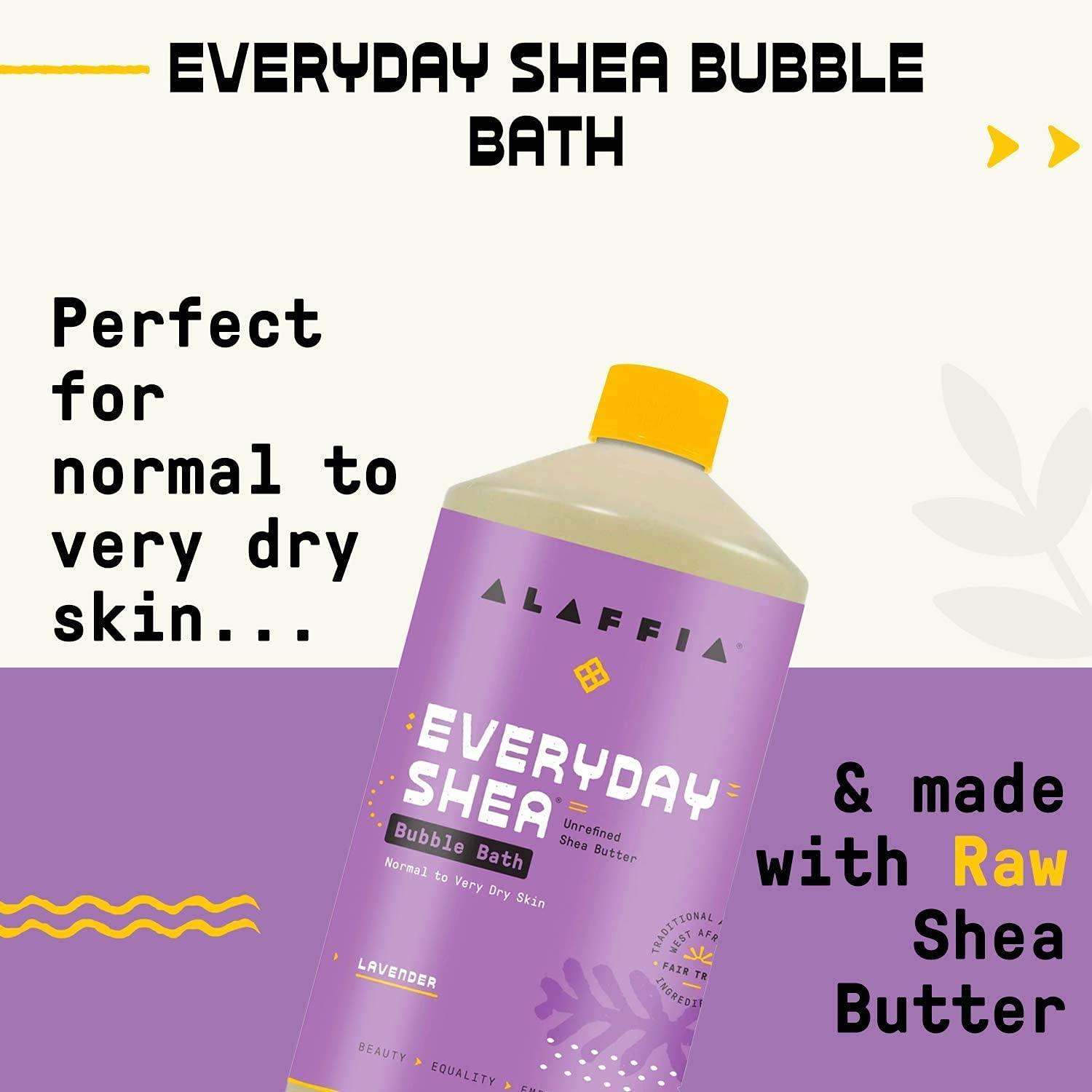 Alaffia Alaffia Everyday Shea Bubble Bath, Cleanse, Soothe & Moisturize Skin, Made with Fair Trade Shea Butter, Cruelty Free, No Parabens, Vegan, Lavender, 2 Pack – 32 Fl Oz Ea