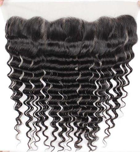 Doris beauty 13x4 Deep Wave Lace Closure Human Hair Deep Wave Lace Closure 100% Unprocessed Human Hair Free Part Deep Wave Closure Human Hair Natural Black Color (13x4 Deep Wave, 20 Inch)
