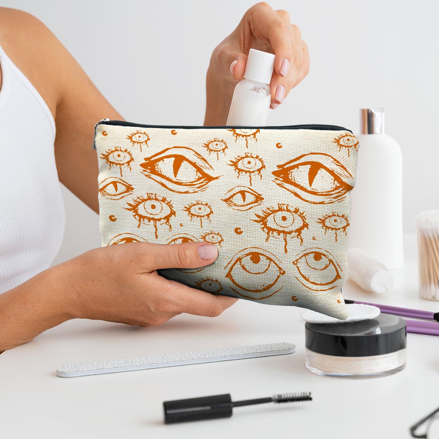 RYYCDOI RYYCDOI Goth Makeup Bag, Mystical Gothic Evil Eyes Witchy Cosmetic Bag Toiletry Bag for Women, Witch Stuff, Halloween Makeup Bag, Halloween Gifts for Women(orange eye)