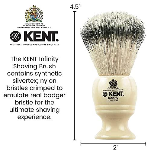 KENT Kent INF1 Infinity Ultra-Soft Silvertex Bristles Shaving Brush Synthetic Bristles Crimped to Emulate Real Badger Bristle for Ultimate Shave Experience Perfect Lather for Shave Cream and Shaving Soap