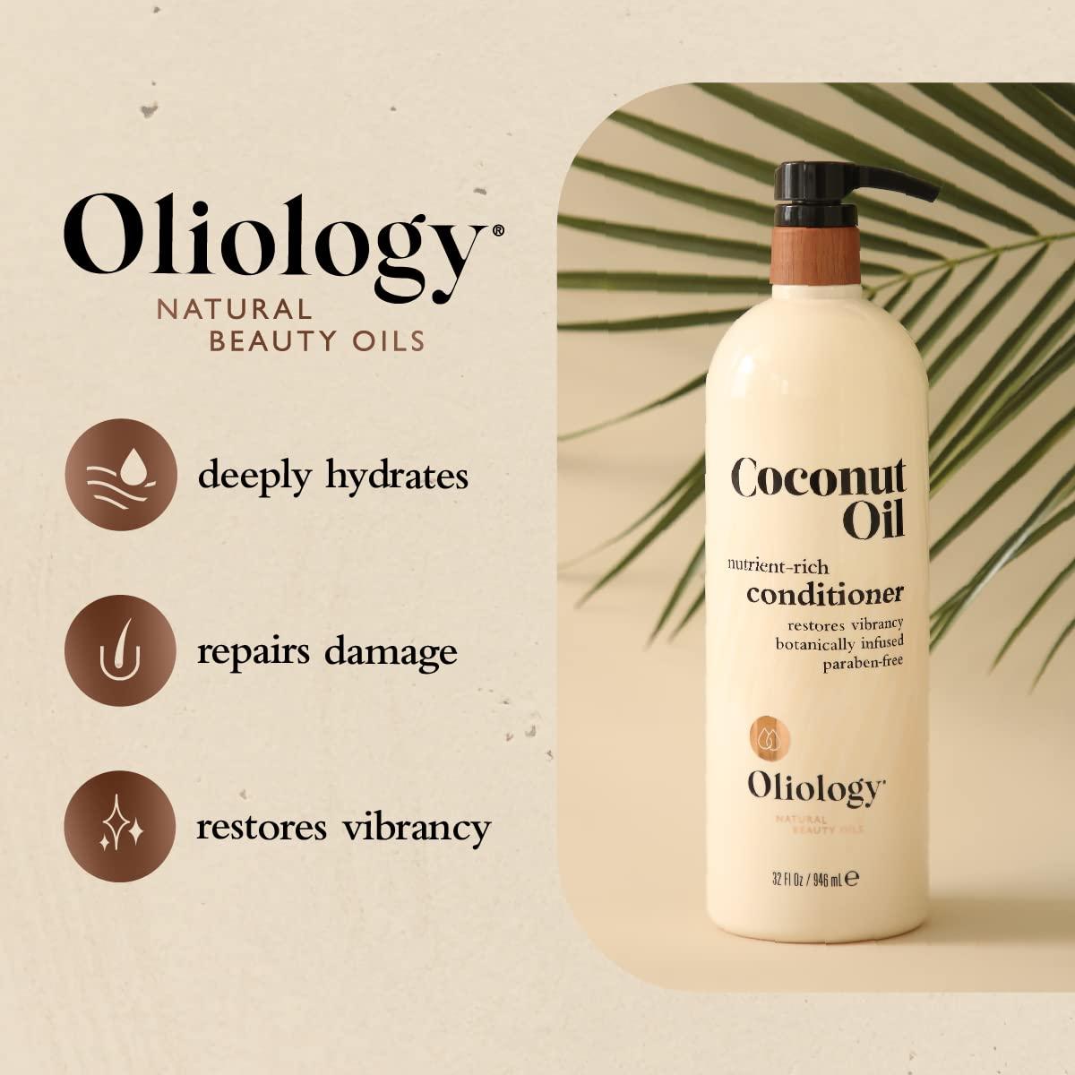 Oliology Oliology Nutrient Rich Coconut Oil Shampoo & Conditioner Combo Pack - Helps Restore Damaged Hair | Provides Intense Shine | Moisturizing | Made in USA, Cruelty Free & Paraben Free (32oz)