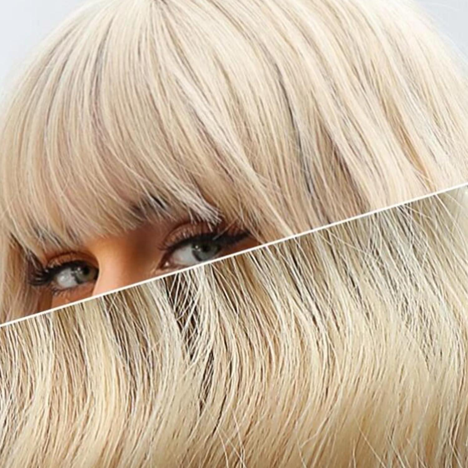 OTO BELLA OTO BELLA Gold Wig Short Curly Wigs with Bangs Synthetic Heat Resistant Wig for Women Girl Daily Party Cosplay Halloween Wigs (14IN, Gold)