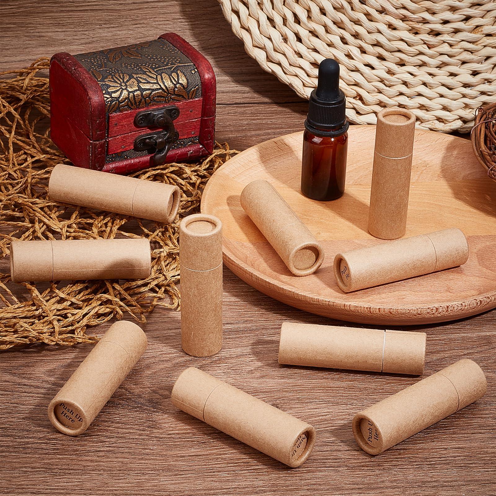 NICENEEDED NICENEEDED 15 Pcs Paperboard Lip Balm Tubes, Refillable Paper Lipstick Tube, Round Cardboard Empty Lip Gloss Container Solid Perfume Tube Cosmetic Box for DIY Lip Gloss Balm and Chapsticks