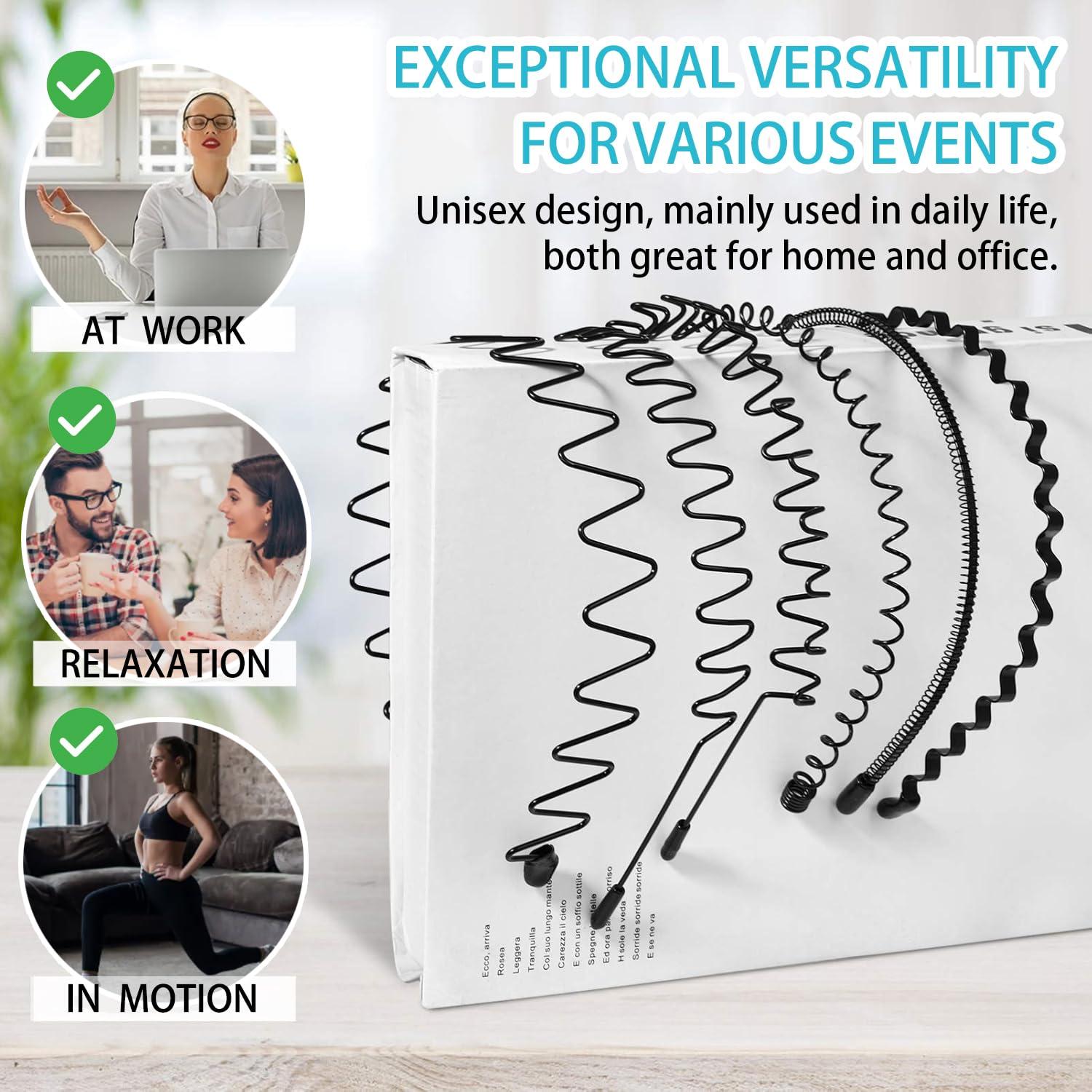 KELUBATU KELUBATU Metal Hair Band, Metal Fashion Hair Bands, Unisex Black Metal Headbands, Wavy Headband Perfect for Outdoor Sports and Daily Use (10pcs)