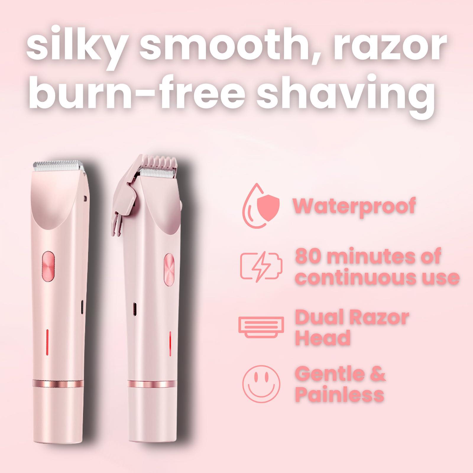 Rtettoa Reshline Shaver, Comfort 2 in 1 Electric Lady Shaver, Electric Lady Razor, 2-in-1 Women\'s Body Shaver, Waterproof Electric Bikini Trimmer for Women, Dual Head Shaver, Wet and Dry (2PCS)