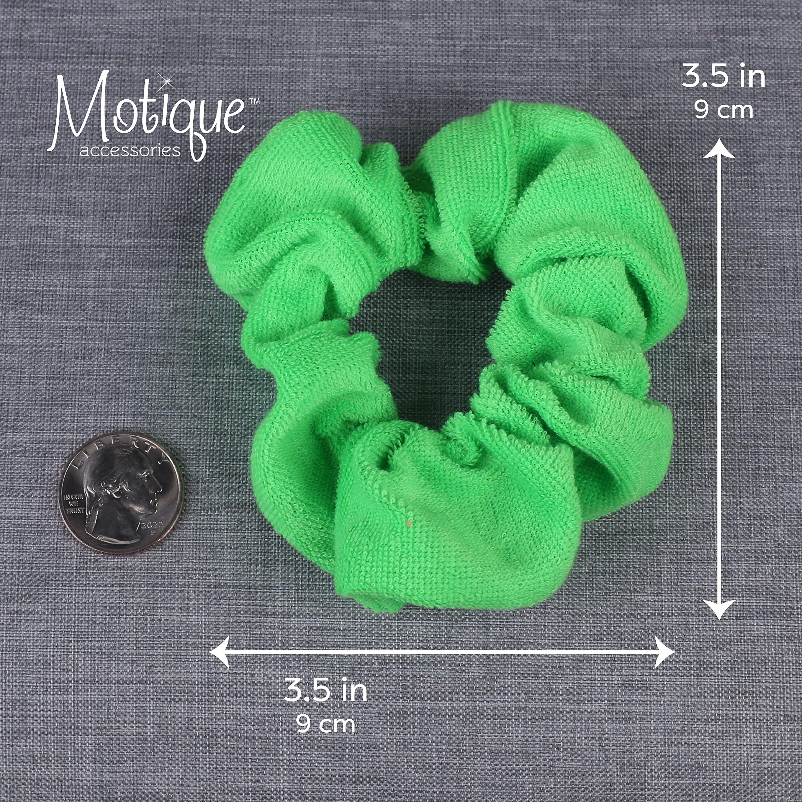 Motique Accessories 6 Pack Hair Scrunchies Neon Microfiber Terry Neon Green Purple & Blue