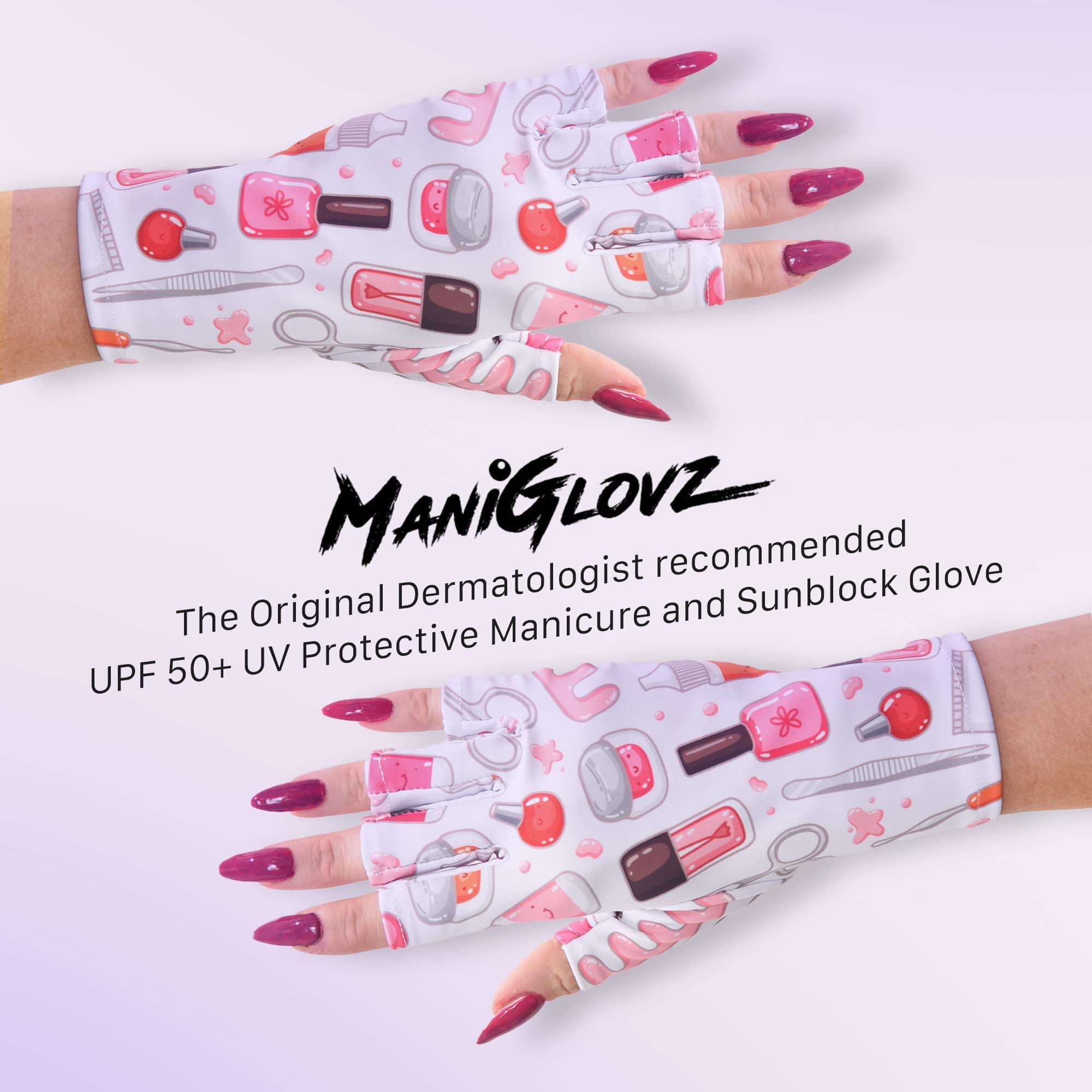 ManiGlovz ManiGlovz - The ORIGINAL UPF 50+ UV Light Protective Nail Gloves | Gel Manicure Gloves and Anti UV Fingerless Gloves for Women | Can be Used as Sun Protection Gloves for Driving | The Vogue Print