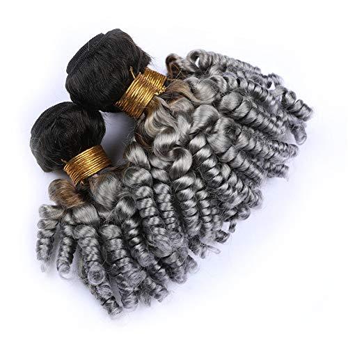 Tony beauty hair Tony Beauty Hair Virgin Peruvian Human Hair Silver Grey Ombre Aunty Funmi Bundles Deals Dark Root 3Pcs Lot #1B/Grey Ombre Sprial Curly Virgin Hair Weaves Extensions 10-30" (12 14 16)