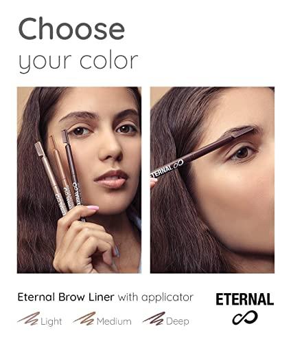 Eternal Eternal Automatic Water Resistant Eyebrow Liner with Shaping Comb – Long Lasting, Professional and High Precision Brow Definer with No Sharpening, Retractable Twist Up Mechanism (Medium Brown)