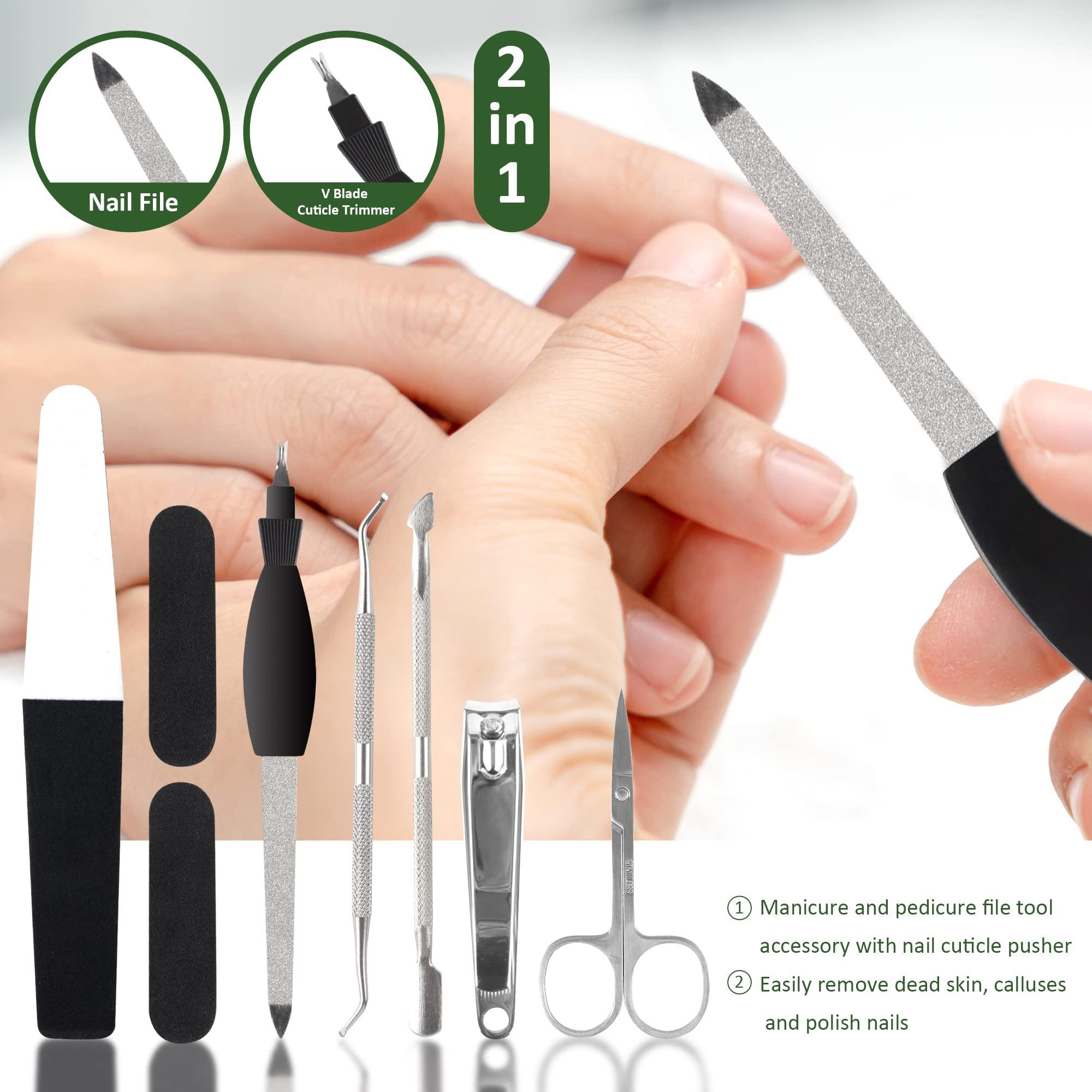 Happy Will Professional Manicure and Pedicure Tool Kit Professional Exfoliation Foot File Set for Women and Men at Home Or Travel Or Salon to Foot Care (BlackB-30PCS)