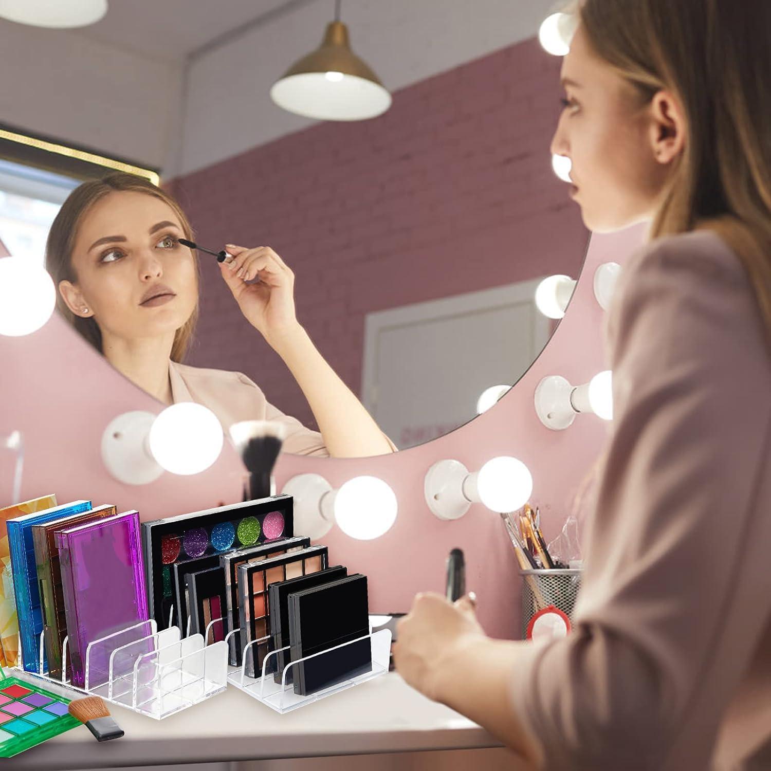 Croudoa Eyeshadow Palette Organizer,Acrylic Clear Makeup Palette Organizer for Bathroom Countertops,Vanities,7 Sectons Makeup Pllet Organizer,Cosmetics Storage Solution for Eyeshadow Palette Contour Kit