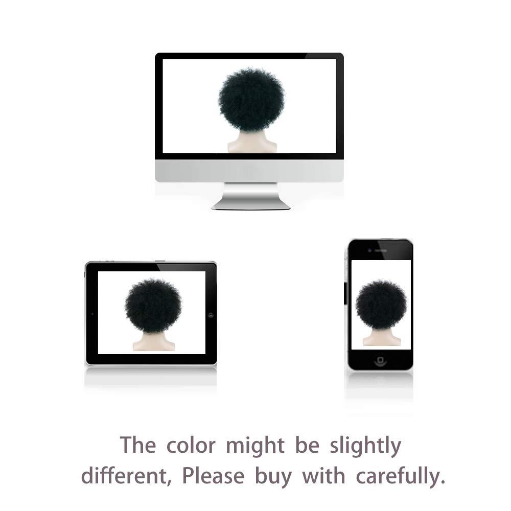 BECUS BECUS 8inch Afro Wig for Black men Short Kinky Curly 100% Human Hair Wigs for Black Men Short African American Male Afro Wig (Natural Spiral Black #1B)