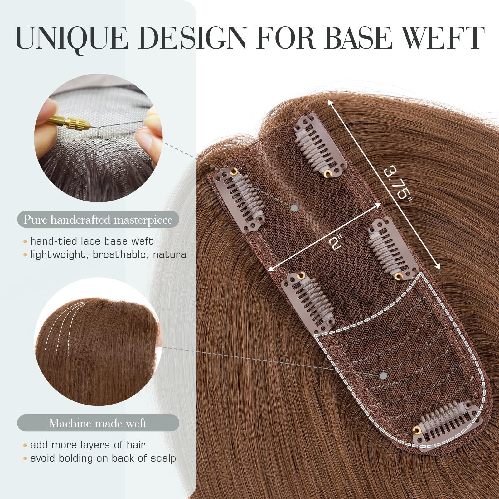 Hairro Hairro Hair Toppers For Women Real Human Hair Top Hair Pieces For Thinning Hair Short Topper Hairpiece Remy Toupee On Top Crown Topper Hair Extensions 12 Inches 41g #04 Medium Brown