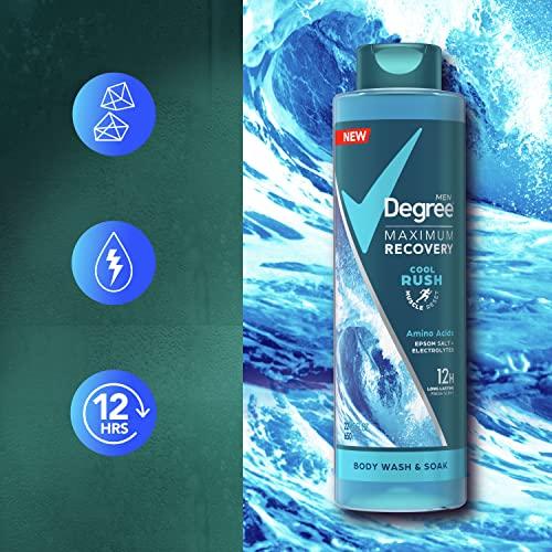 Degree Men Degree Men Maximum Recovery Body Wash & Soak For Post-Workout Recovery Skincare Routine Cool Rush + Epsom Salt + Electrolytes Bath and Body Product 22 oz