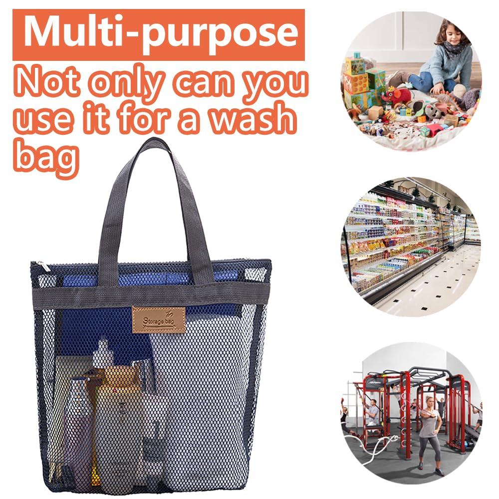 Rotema Rotema Mesh Shower Bag with Zipper,11.8x9.8Inches Small Pool Bag,Shower Bags for Men WomenGym Bag Essentials,Camping Toiletry Bag(1pack, navy blue)