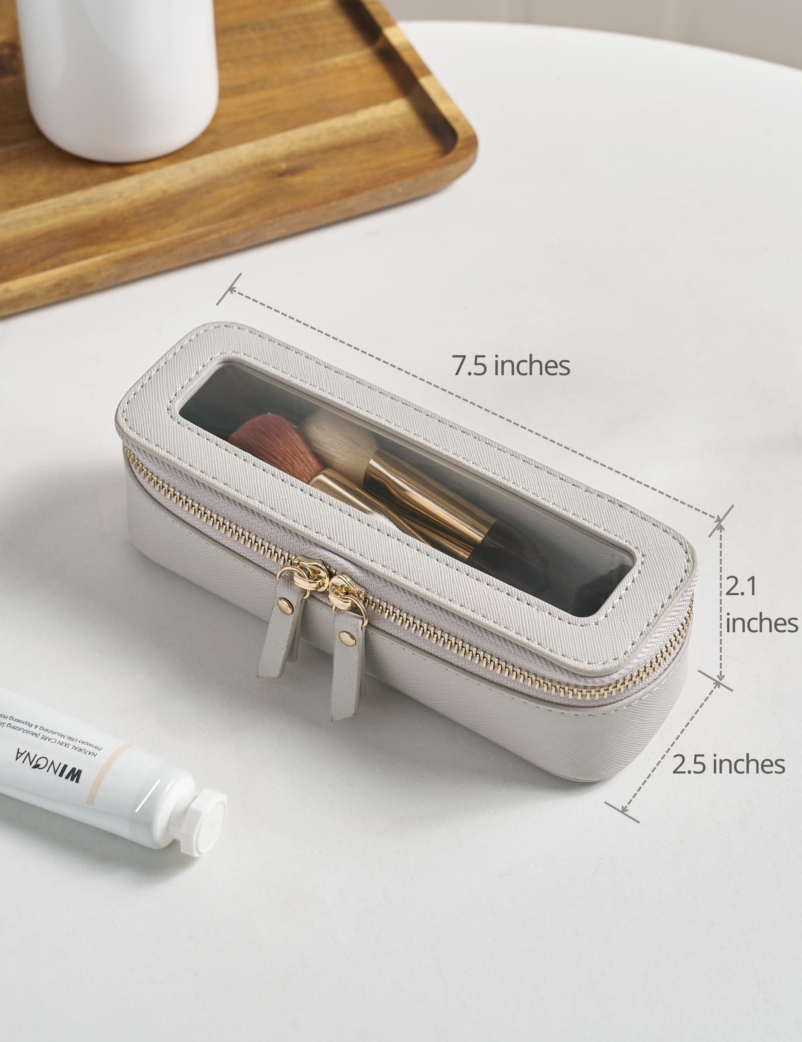 Popvibe Popvibe Slim Makeup Brush Bag Travel Clear Toiletry Bag for Women Cute Make Up Bag for Traveling Cosmetic Bag Organizer Waterproof Tansparent Beauty Makeup Case Blue Gray