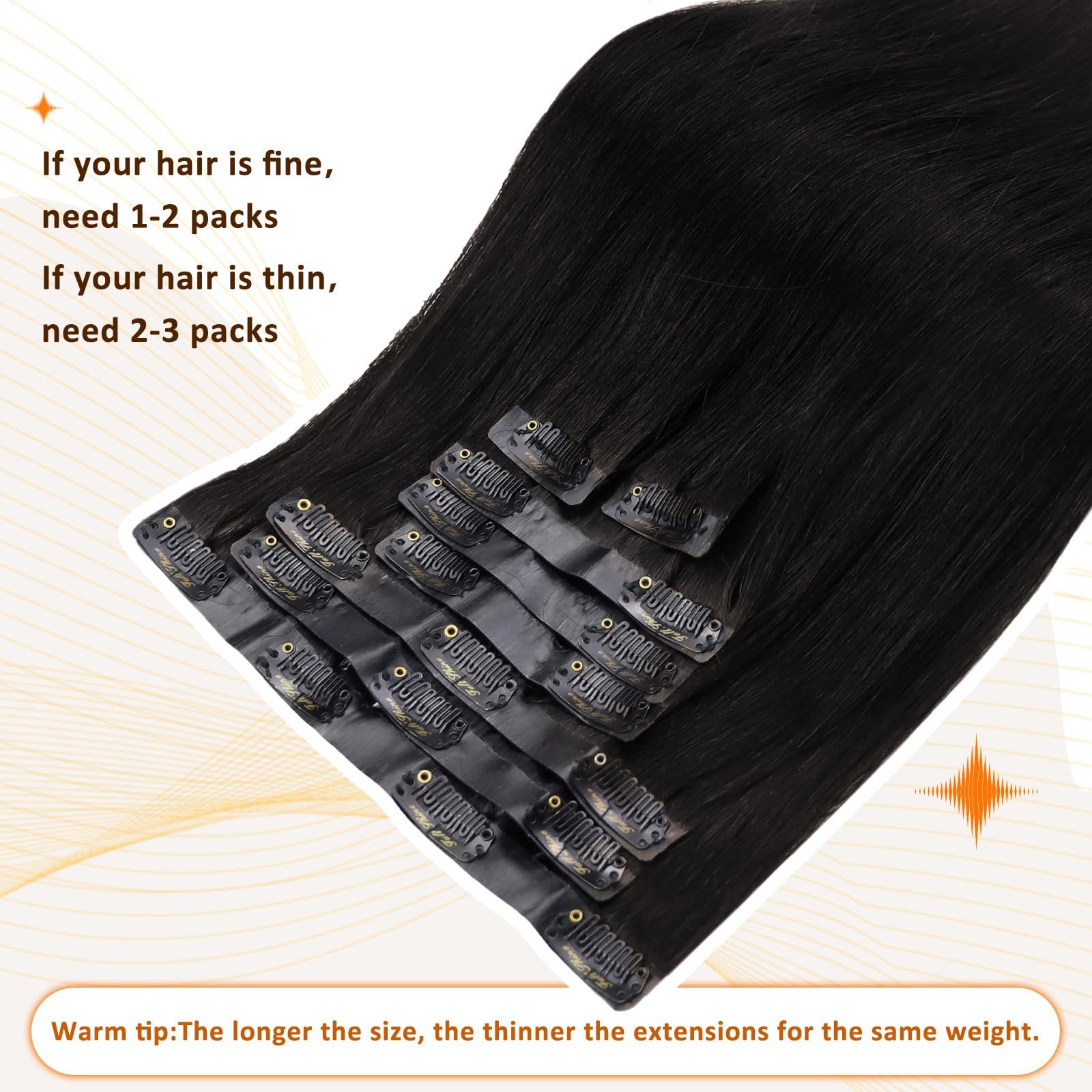 Full Shine Full Shine 12 Inch Clip in Hair Extensions Natural Black 200 Grams Human Hair Extensions Clip ins Invisible Normal Weft And Pu Weft Seamless Clip ins for Thick Hair