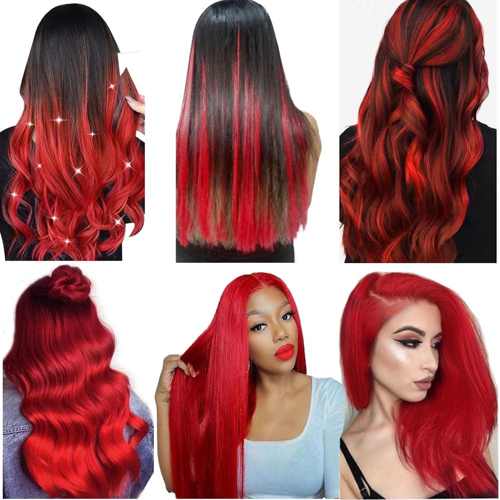 Kiss darling LASHES Tape in Hair Extensions Human Hair Red Tape in Extensions, 40pcs 100g 22 inch Remy Invisible Tape Ins Straight Seamless PU Skin Weft Tape Hair Extension Full Head