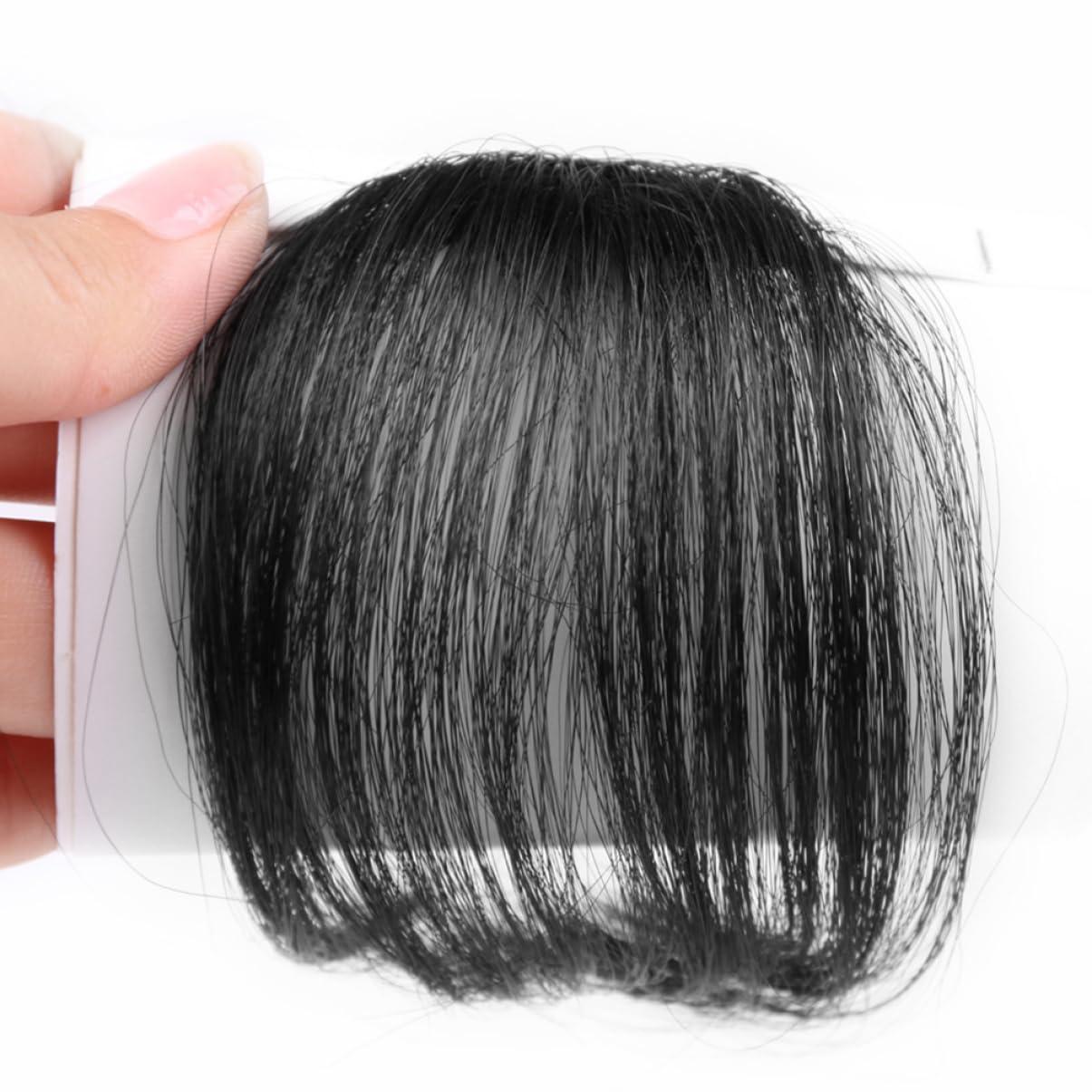 Beavorty Beavorty 2pcs Piece Fake Hair Bangs Black Hair Clip Mini Clips for Hair Clip in Bangs Real Human Hair Bangs Hair Clip Bangs Clip in Hair Extensions Clip in Hair Bangs Wig