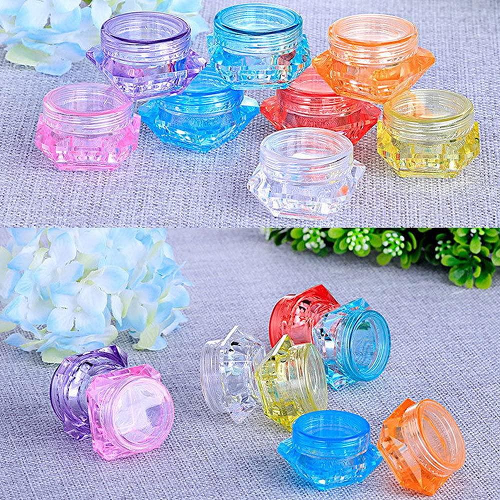 CANRUSU 100Pcs 3g/5g Plastic Diamond Shaped Cosmetic Jars Skin Care Containers Refillable Bottle 3ml/5ml Lotion Case Vials Face Cream Sample Pot Nail Art Eye Shadow Gel Box (5G,Green)
