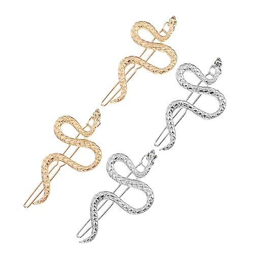 FRCOLOR FRCOLOR Snake Hair Clips 4pcs Snake Hairpin Wedding Hair Clips Metal Gold Snake Jewelry Geometric Hair Clips Snake Hair Barrettes Snake Pattern Hair Snap Clips Alloy Hair Trinket Banana Gift