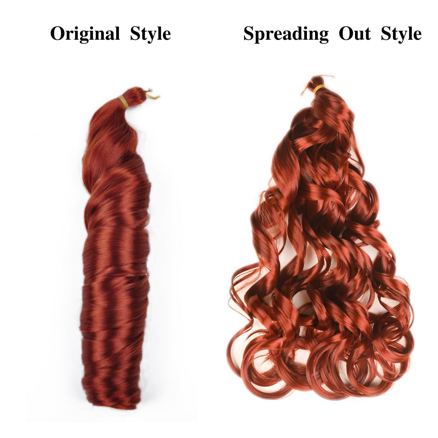 Leticia Ginger French Curl Braiding Hair Curly Loose Wave Braiding Hair Synthetic Fiber Soft 24 inch